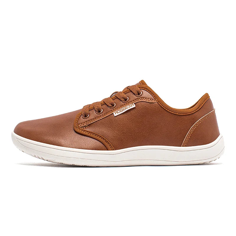HOBIBEAR Wide-Toe Family Sneakers — Barefoot Minimalist Lace-Up Casual Walking Shoes with Hook & Loop Faux Leather