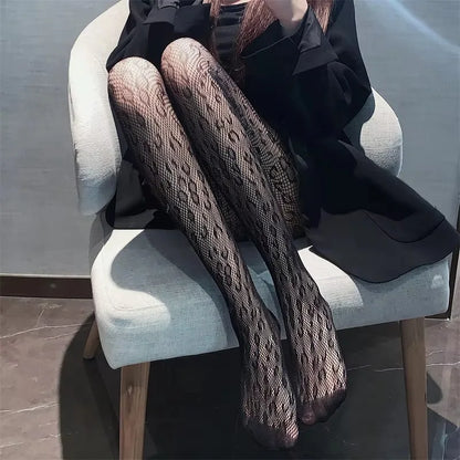Women’s Sexy Sheer Pantyhose – Thin Transparent Gothic Black Leopard Pattern Tights, Seamless Vintage Stockings