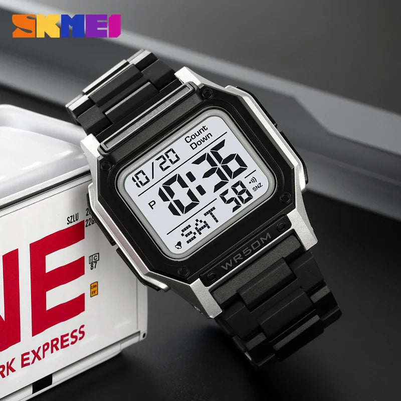 SKMEI Men’s Waterproof Sport Watch – Digital Wristwatch with Countdown, Stopwatch & Dual Time Display