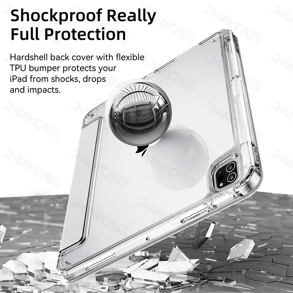 2025 Transparent iPad Case — Shockproof Cover for iPad Pro, Air, Mini & 5th–11th Gen (11–12.9")