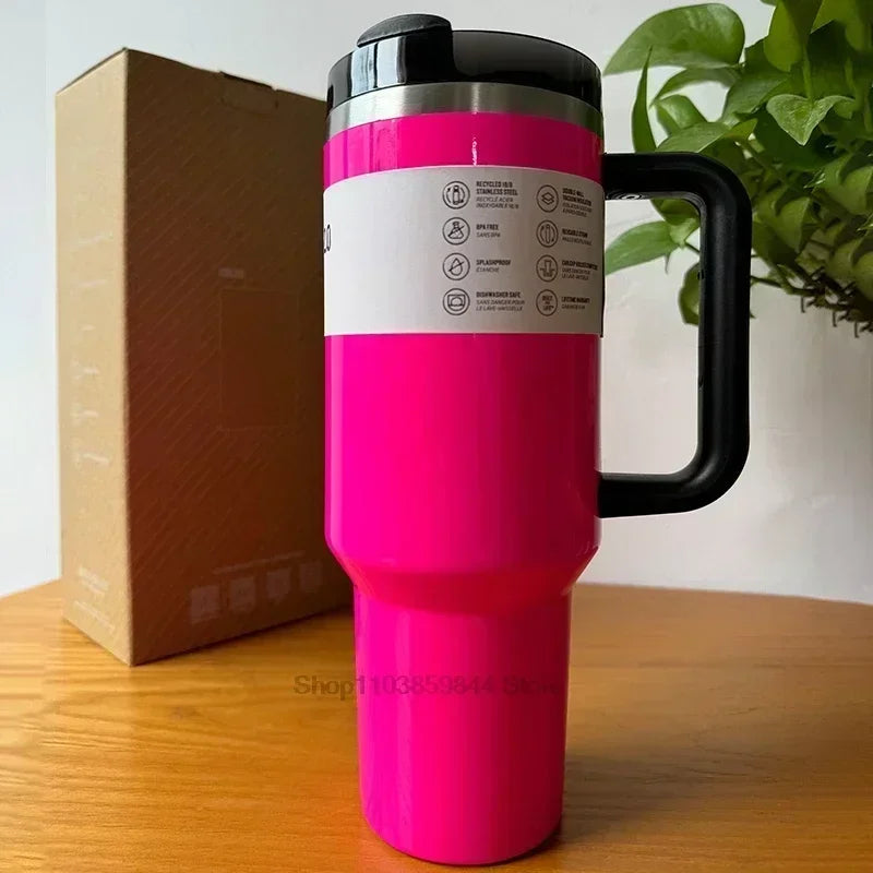 2025 New Stainless Steel Travel Mug with Handle & Straw Lid – 30oz/40oz Vacuum Insulated, Double Wall Thermal Iced Cup