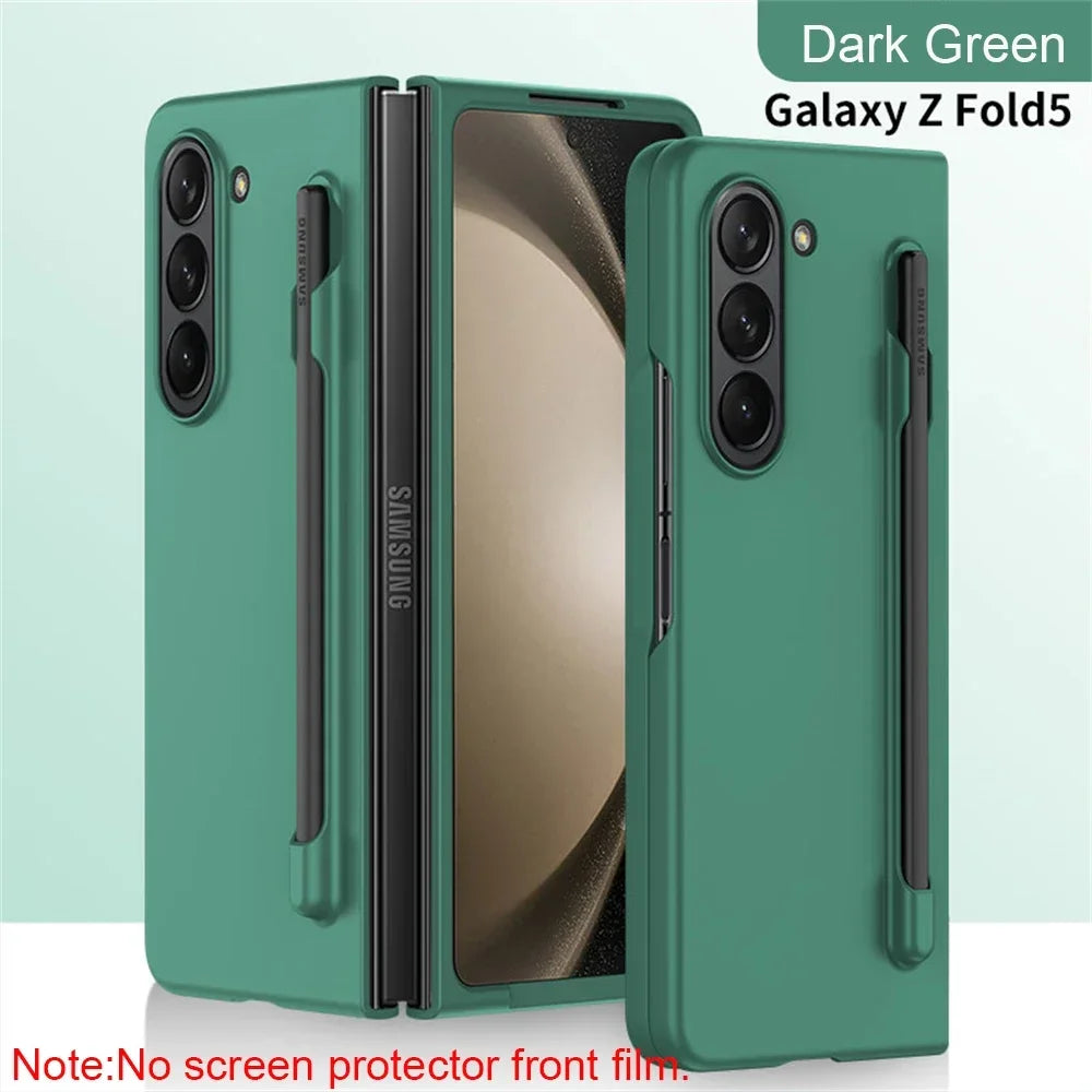 Skin Feel Slim Case for Samsung Galaxy Z Fold 6/5/4/3 – Hard Plastic Shockproof Cover with Stylus Pen Slot Holder