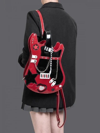 PU Harajuku Guitar Backpack – Cute Y2K Style Mochilas Mujer, Chic Shoulder & Crossbody Bag