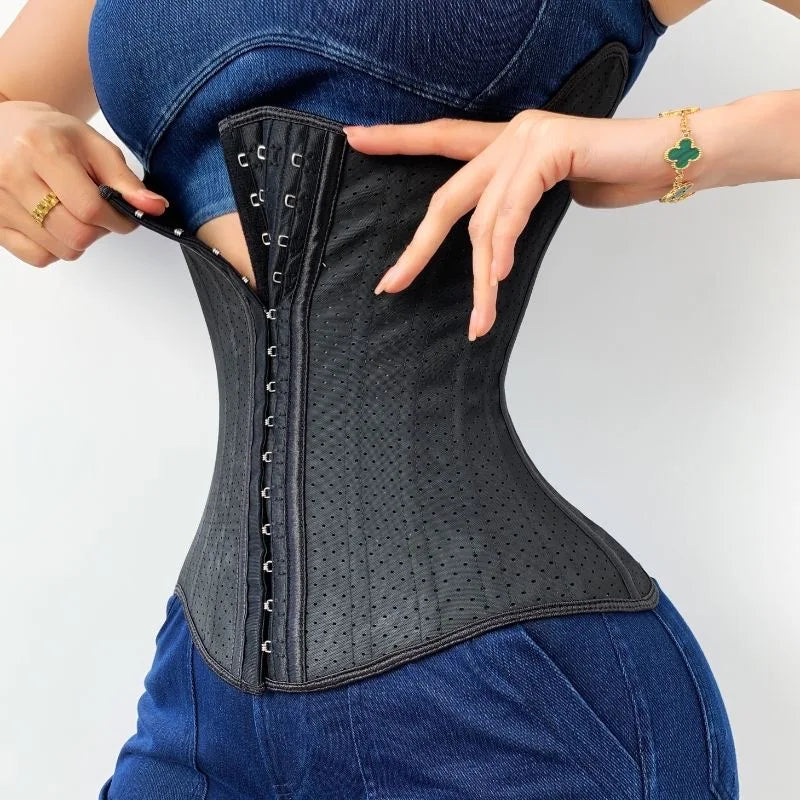 25 Steel Bones Angel Wing Latex Waist Trainer – Women’s Corset Body Shaper for Abdominal Toning & Post-Workout Contraction