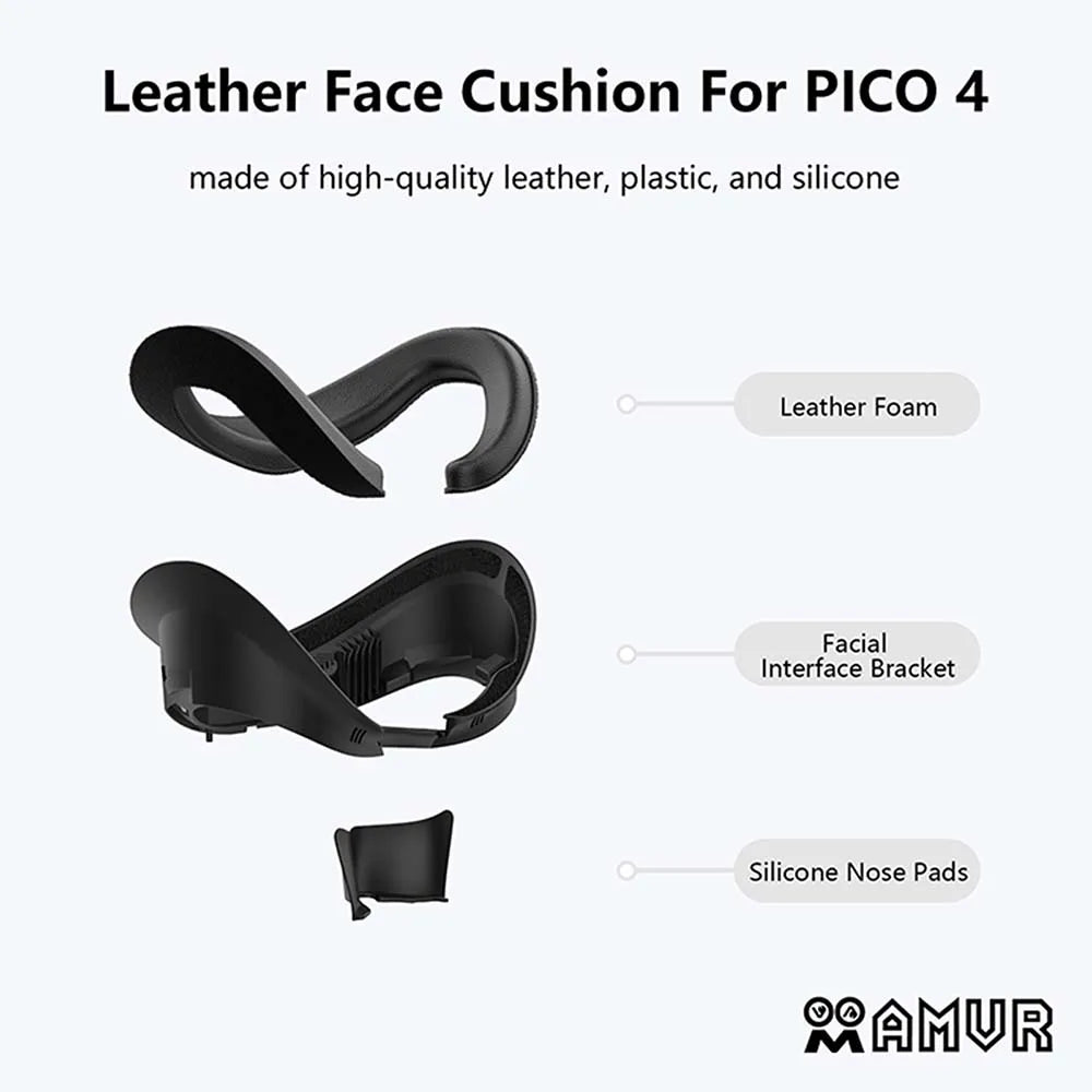 PU Leather Eye Mask Cover for PICO 4/4 Pro/Ultra – AMVR VR Headset Face Cushion Protector   1/2