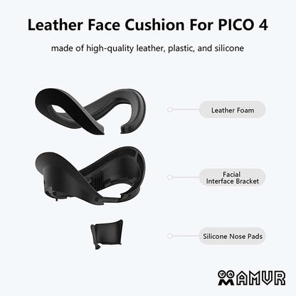 PU Leather Eye Mask Cover for PICO 4/4 Pro/Ultra – AMVR VR Headset Face Cushion Protector   1/2