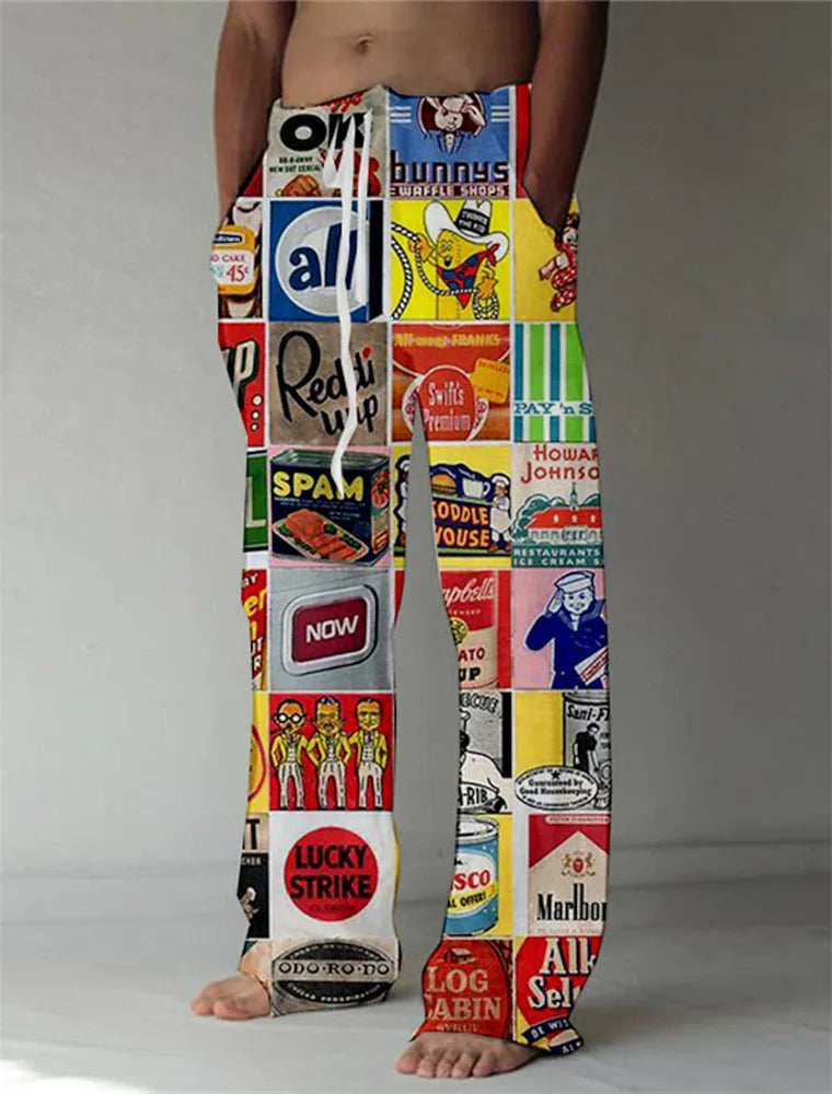 Men’s 3D Printed Wide-Leg Pants - Hip-Hop Streetwear Trendy Casual Trousers