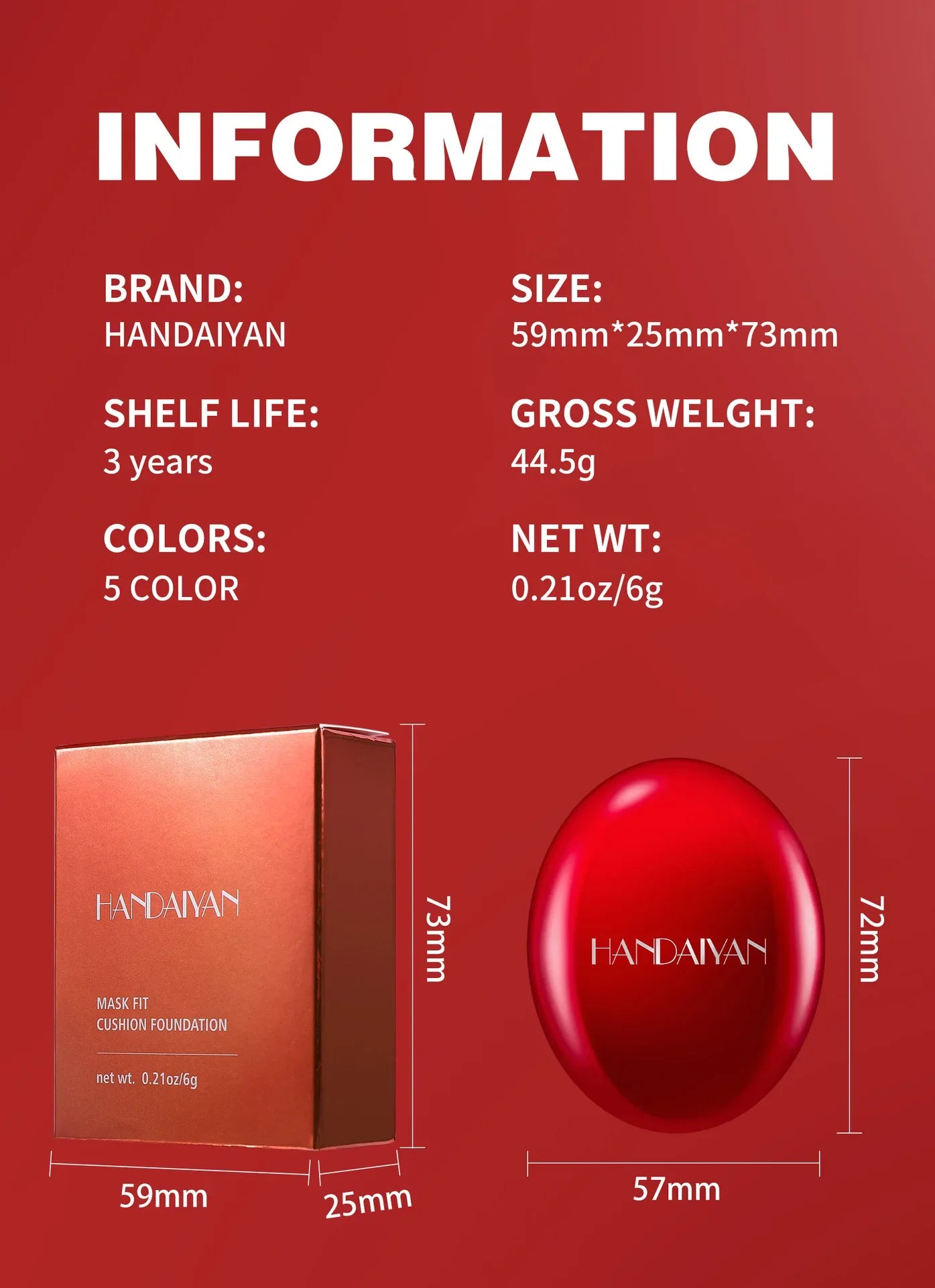 BB Cream Air Cushion Foundation - Full Coverage, Waterproof & Long-Lasting Brightening Makeup for Women - Korean Cosmetics