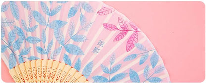 Bamboo Folding Fan with Silk — Chinese & Japanese Style Handheld Fan, Antique Art Craft for Summer Dance, Home Decor & Party