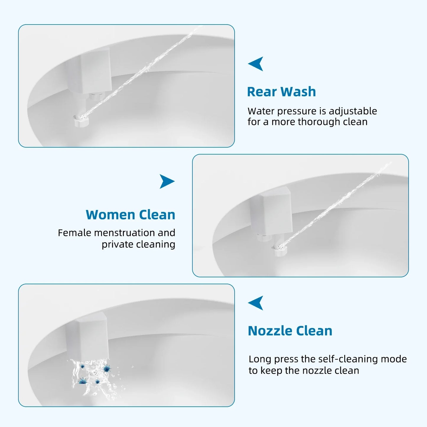 Dual Nozzle Non-Electric Bidet Attachment for Toilet – Adjustable Water Pressure Feminine & Rear Wash Cold Water Sprayer Hygiene Cleaner
