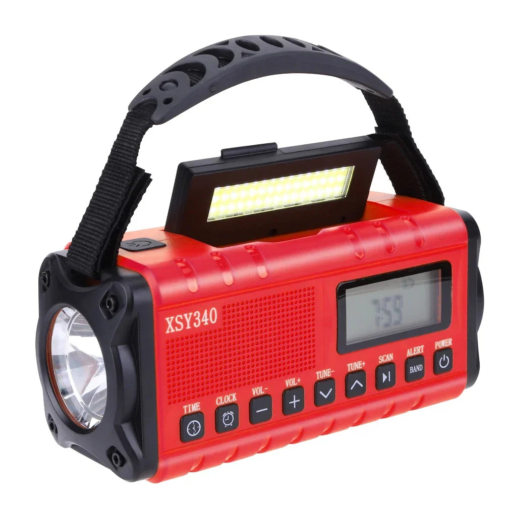 12000mAh AM/FM/NOAA Weather Radio – Solar Hand Crank Portable Emergency Radio with 2 Solar Panels, Reading Lamp for Camping