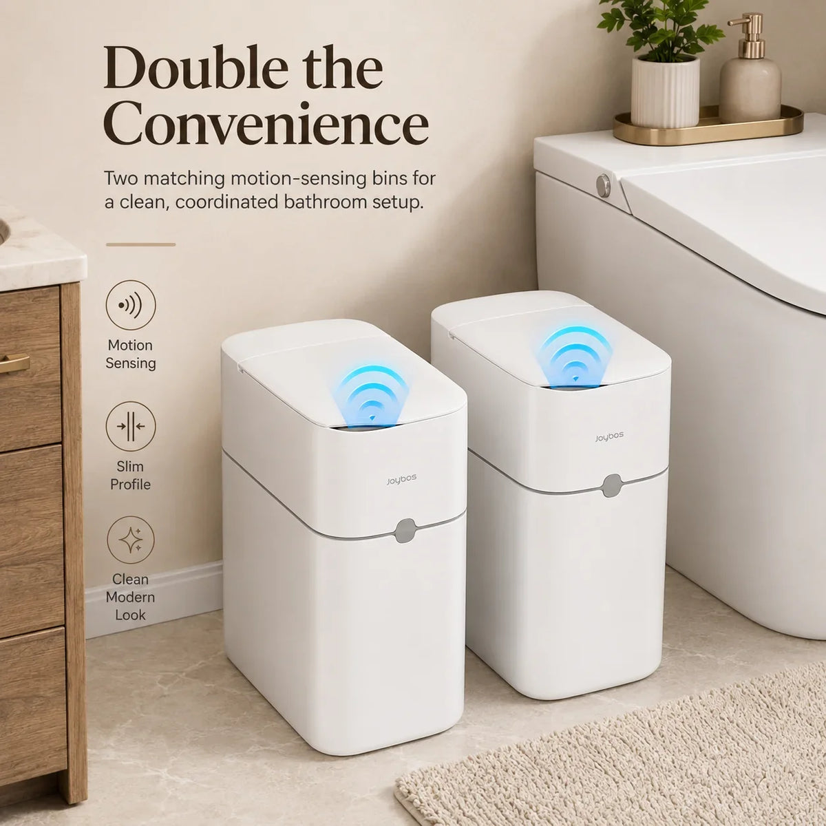 Touchless Smart Trash Can - Motion Sensor Auto Bag-Suction Waste Bin for Small Spaces & RVs