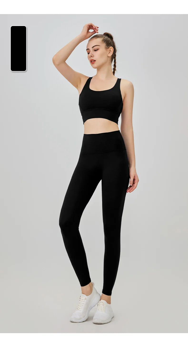 2-Piece Women’s Yoga Tracksuit – Pilates Fitness Set with Push-Up Sports Bra & Leggings for Gym Workout