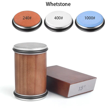 Rolling Diamond Knife Sharpener with Magnetic Holder – 15° & 20° Angle Roller Kitchen Sharpening Stone Kit