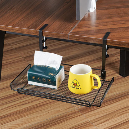 Under Desk Cable Management Tray – No Drill Steel Wire Organizer Rack, Desk Cable Storage Shelf for Clean Office & Home Setup