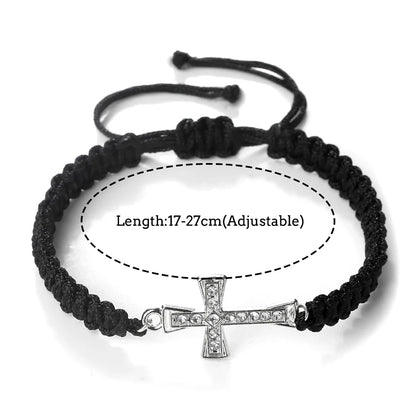 Red Crystal Cross Bracelet - Jesus Prayer Meditation Braided Healing Jewelry Gift for Couples