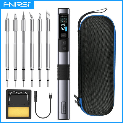FNIRSI HS-02 Adjustable Temperature Soldering Iron – 20V 100–450℃ 100W Portable Welding & Repair Rework Station Tool