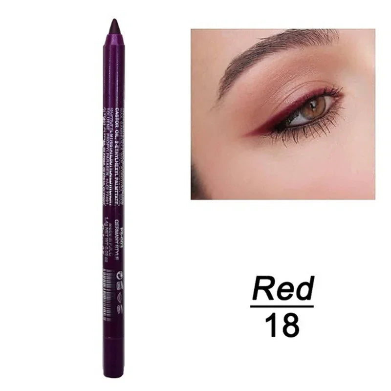 14-Color Waterproof Eyeliner Pencil – Long-Lasting Smokey Punk Style High-Pigment Shimmer Eyeshadow Stick