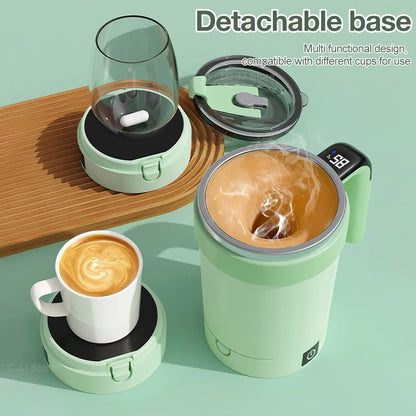 Automatic Rechargeable Electric Coffee Cup Stirrer – Stainless Steel Magnetic Self-Stirring Mug with Detachable Base