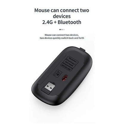 Gray Bluetooth 5.0 & 2.4G Wireless Keyboard and Mouse Combo – Rechargeable Full-Size Ergonomic Set for Laptop & Notebook Use