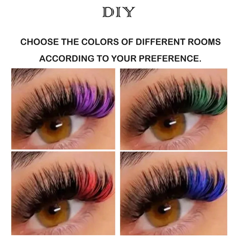 14/16mm D Curl Colorful Glitter Manga Lashes – Wispy Spikes, Soft DIY Cluster False Eyelashes