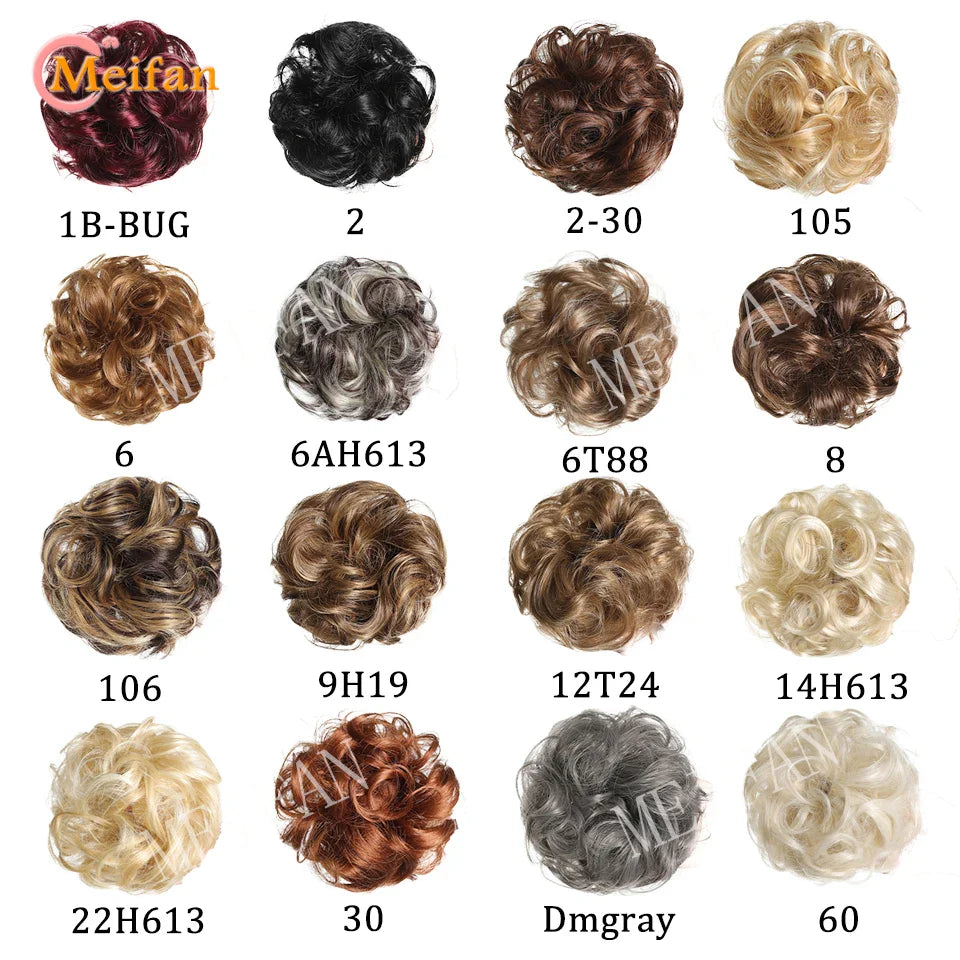 MEIFAN Synthetic Chignon Hair Bun – Elastic Rubber Band Clip-In Updo Ponytail Hair Extension for Women