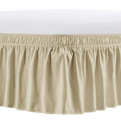 Elastic Wrap Around Bed Skirt – Wrinkle, Fade & Shrink Resistant Easy Fit Dust Ruffle for Adjustable Beds