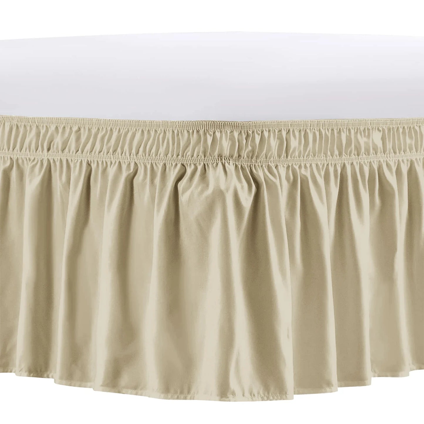 Elastic Wrap-Around Bed Skirt – Wrinkle, Fade & Shrink Resistant Dust Ruffle Easy-Fit Bedding Cover for Adjustable Beds