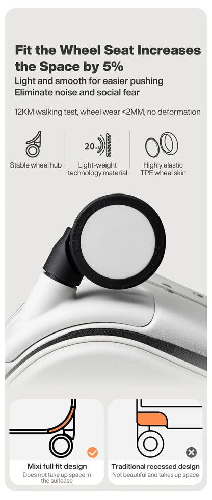 Mixi PC Aluminum Frame Suitcase — Front-Opening Rolling Travel Luggage, 20", 24" & 26" Carry-On M9291