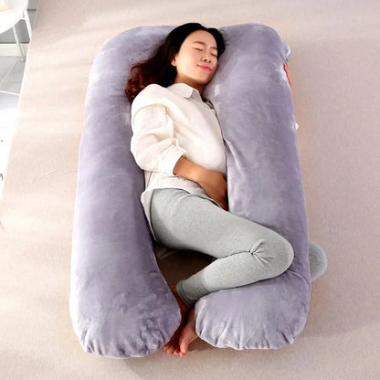 Soft Fleece U-Shaped Pregnancy Pillow – Multi-Function Side & Lumbar Support Cushion for Women