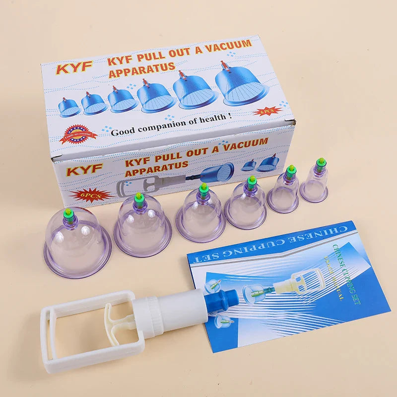 12/6 Pcs Jar Vacuum Cupping Set – Meridian Therapy & Acupuncture Suction Cups for Anti-Cellulite Body Massage