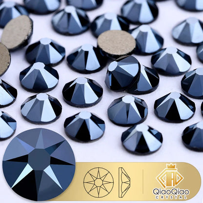 QIAO 2088 Crystal Nail Art Rhinestones — Flat Back Non-Hotfix Strass for DIY Nail Decorations (8 Big + 8 Small)