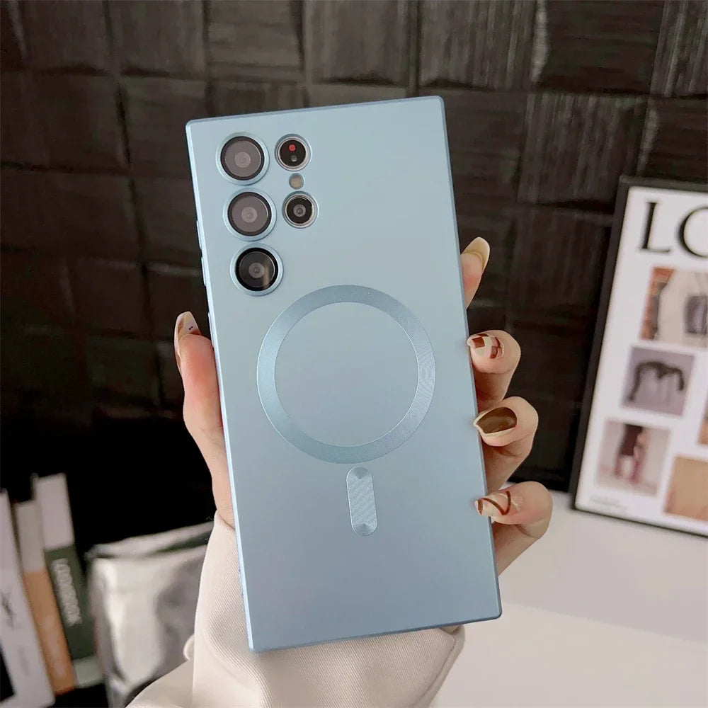 Luxury Matte Magnetic Case for Samsung S25/S24/S23/S22 Ultra & S21/S20 Plus – Magsafe Compatible Note 20 Ultra Phone Cover