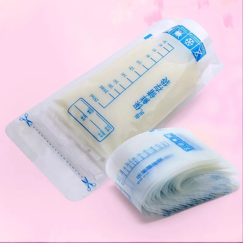 250ml Self-Standing Breastmilk Storage Bags: No-Leak Freezer Bags for Baby Food - BPA-Free, Safe Feed Containers, Pack of 30pcs