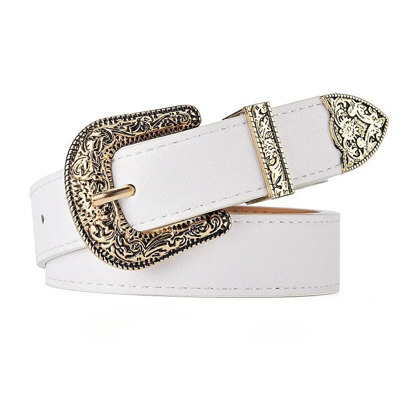 Vintage Carved Needle Buckle Belt — PU Leather Punk Hip Hop Rock Style Unisex Jeans Belt, Y2K Fashion Accessory