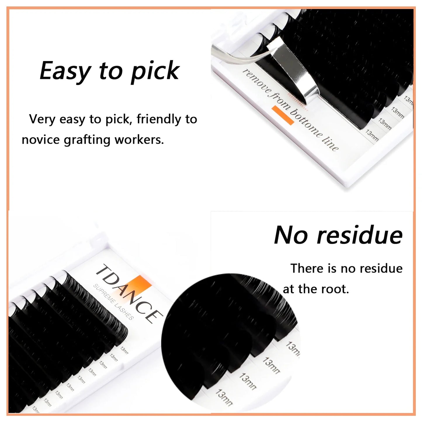 TDANCE Classic Korean PBT Faux Mink Eyelash Extensions – 16 Row Matte Black Russian Volume Individual Lashes for Professional Makeup & Salon Use