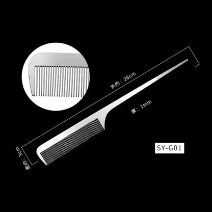 Ultra-Thin Titanium Steel Hairdressing Comb – Professional Men’s Point-Tail Hair Styling Brush