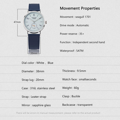 SEESTERN 2024 Men’s Automatic Watch — Ultra-Thin Luxury Business Wristwatch with ST1701 Movement, Fashion Casual Timepiece