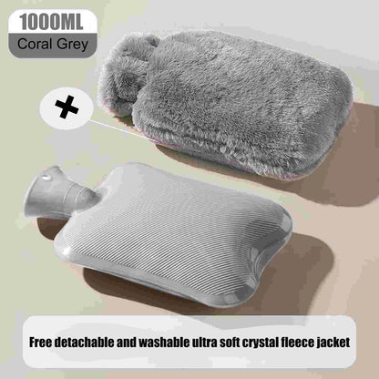 2000ml Winter Plush PVC Hot Water Bag – Explosion-Proof, Heat-Resistant Hand & Waist Warmer for Home and Bedding Gifts