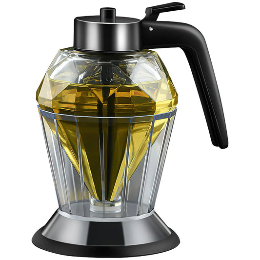 Diamond Shaped Glass Honey Dispenser - 200ml Large Capacity Multifunctional Oil, Vinegar, and Sauce Dispenser - Elegant Kitchen Tool for Easy Dispensing