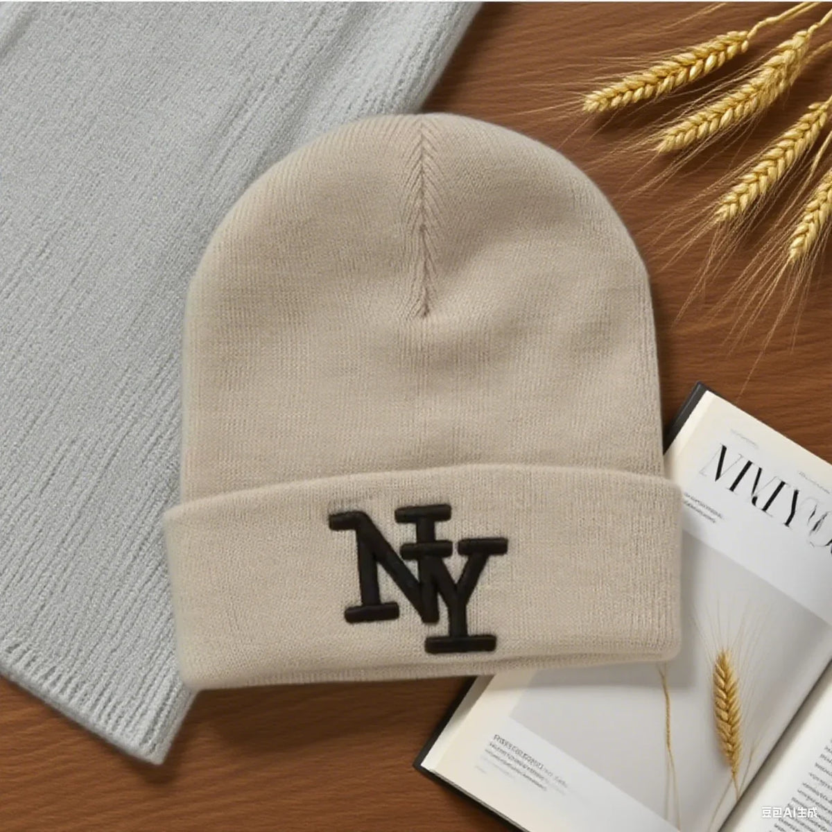 Winter Beanie Hat for Men & Women – 3D Embroidery Knitted Warm Cap for Outdoor Sports & Casual Wear