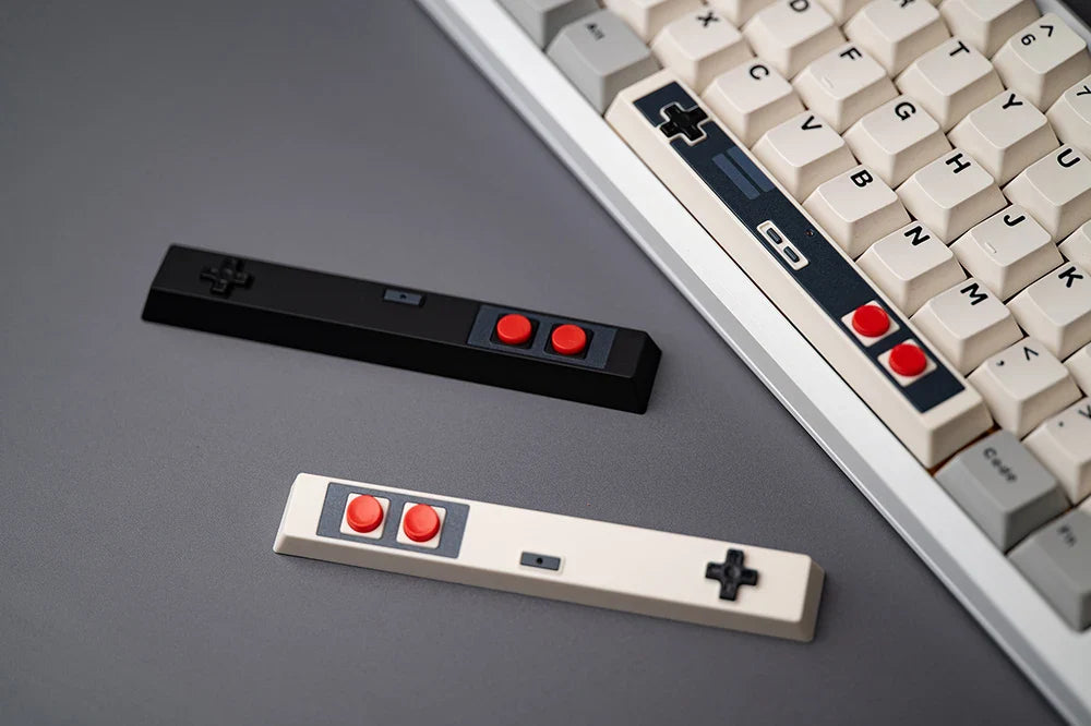 Retro Gamepad Keycap 6.25u Spacebar – Artisan ABS Keycap for MX Switches, Black & White for Mechanical Gaming Keyboards