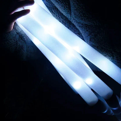 30 Pcs LED Foam Glow Sticks – White Light Flashing Cheer Batons for Wedding & Party Supplies, Glow in the Dark