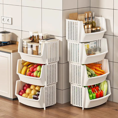 Multi-Layer Kitchen Storage Rack: Vegetable and Fruit Basket Organizer - Snack and Toy Storage Box for Home Kitchen
