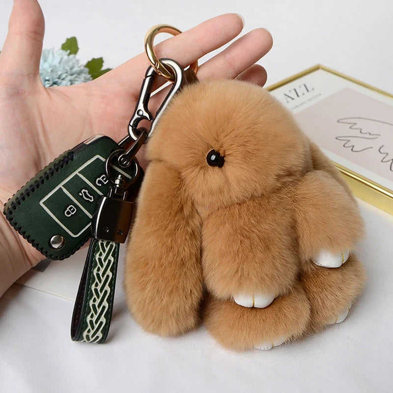 15cm Rabbit Fur Keychain - Soft Bag & Car Pendant Charm for Women, Jewelry Accessory Gift