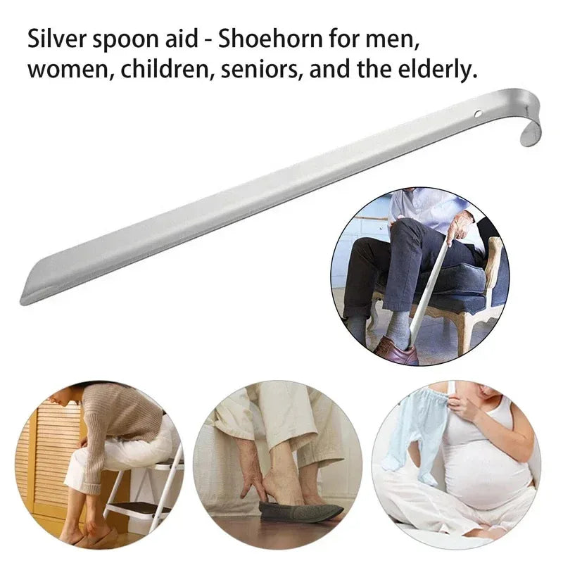 52cm Extra Long Stainless Steel Shoehorn – Silver Metal Shoe Remover and Lifter Aid Tool