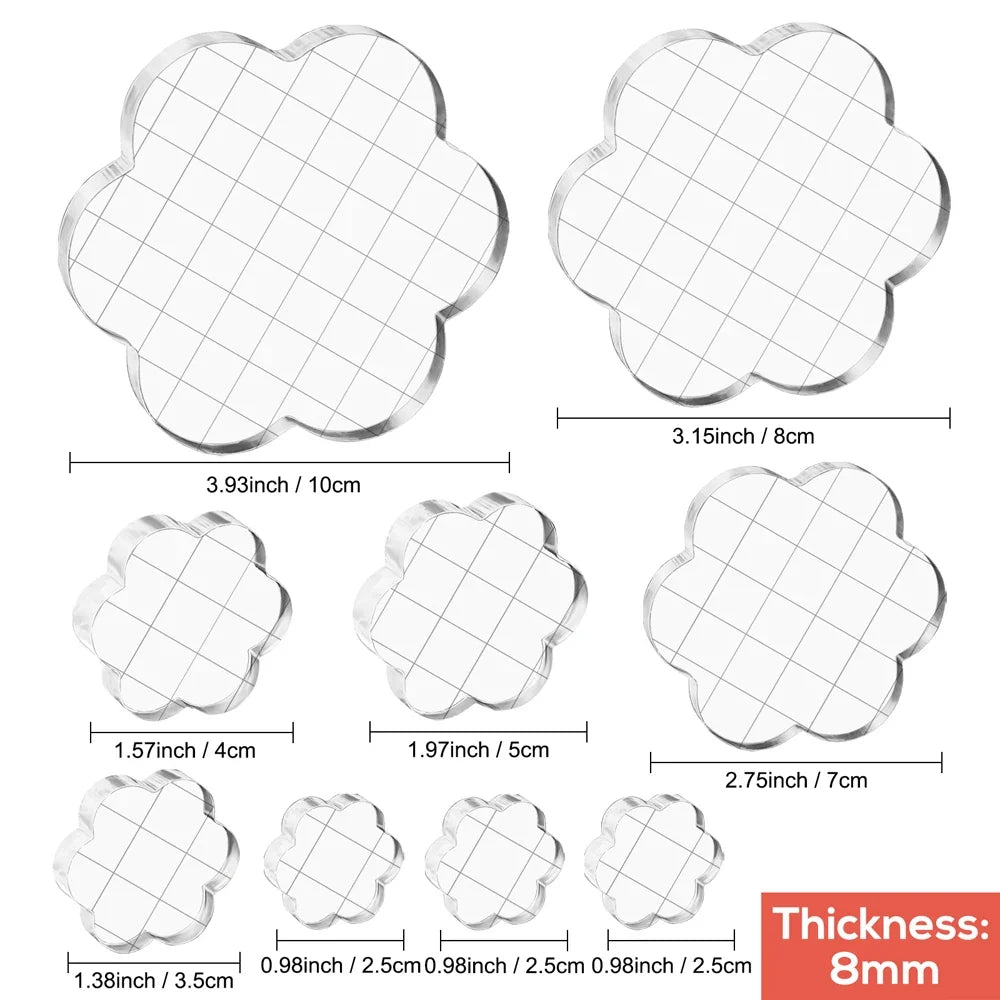 Clear Acrylic Stamp Block Kit - Assorted Grid Line Blocks for Scrapbooking & Card Making
