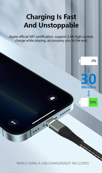 Original Lightning USB Fast Charging Cable – Nylon Braided Charger Cord for iPhone 14/13/12/11/XS/XR/8/7/6/SE