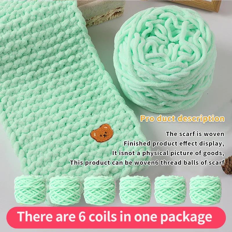 6 Yarn Balls + Teddy Bear DIY Craft Kit – Handmade Thick Woven Scarf Thread Set for Knitting, Jewelry & Creative Gift Making
