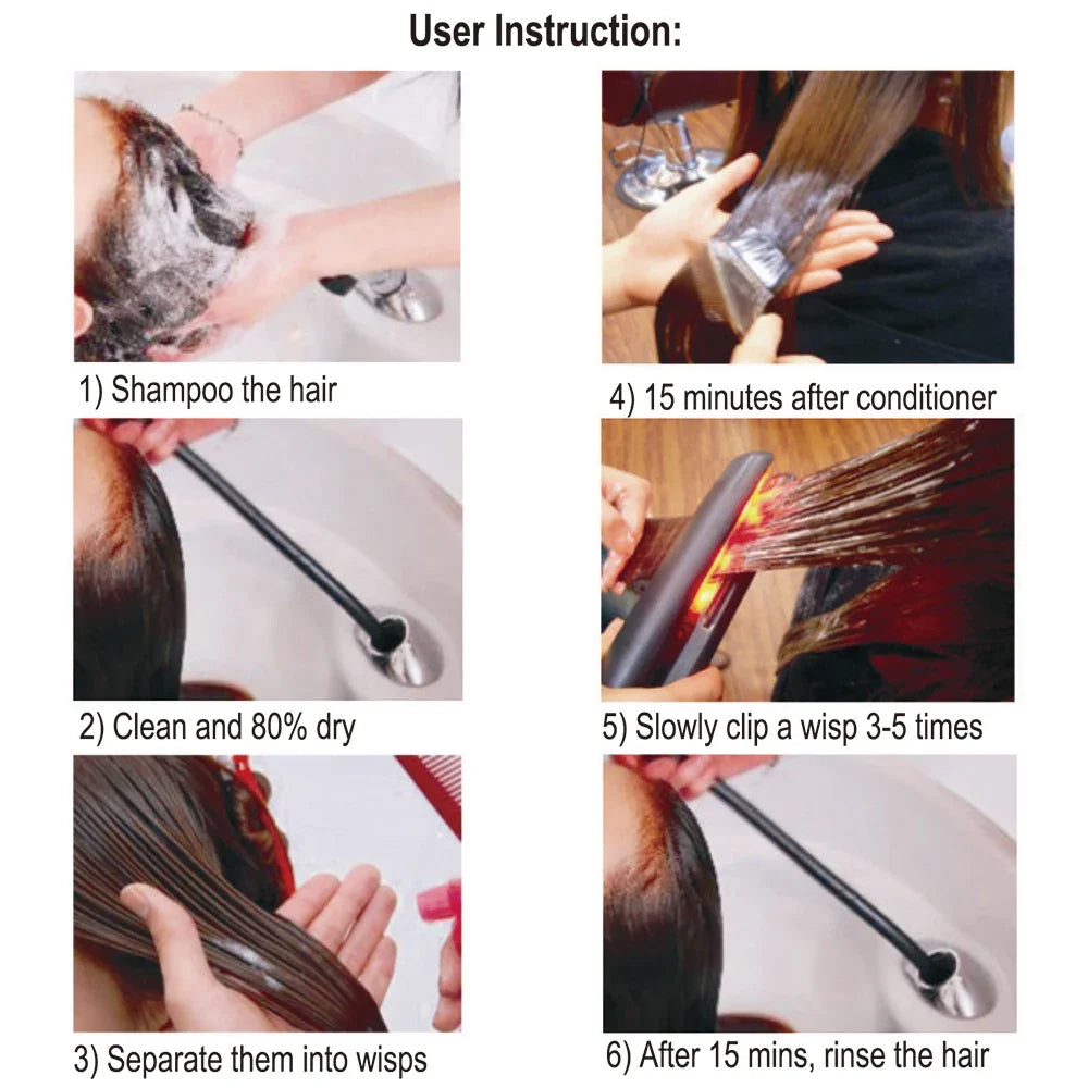 Ultrasonic Infrared Hair Straightener — Cold Keratin Treatment Flat Iron for Frizz Control & Hair Repair